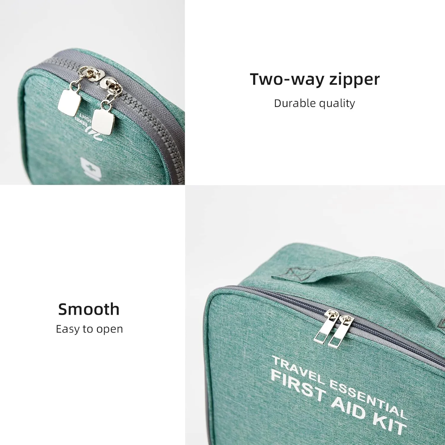 Empty First Aid Bags, Travel Medicine Bag, Medical Supplies Organizer Bag, Portable Kit for Traveling, Car, Home, Camping, Office, Hiking, Outdoor (Cationic Green)