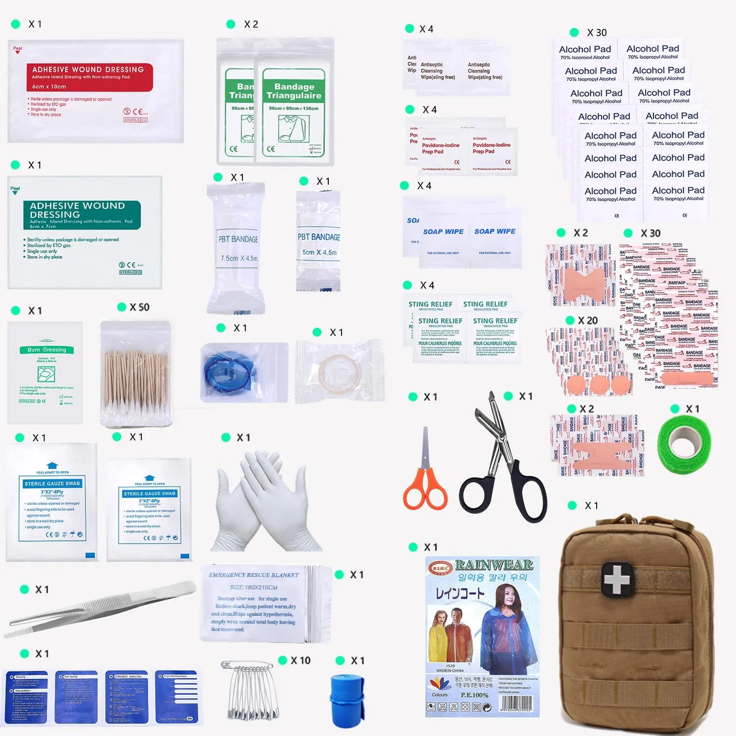 EMT Pouch MOLLE Ifak Pouch Tactical MOLLE Medical First Aid Kit Utility Pouch Carlebben (with Medical Supplies Tan)