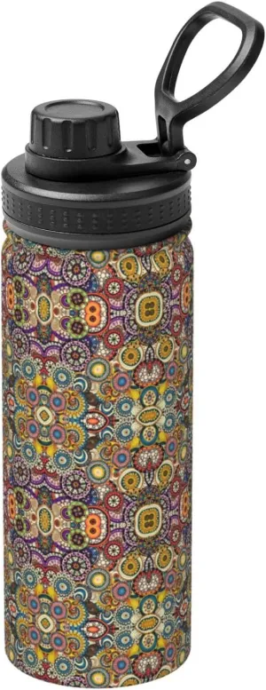 Ethnic Circles Floral Pattern 18oz Sports Insulated Bottle For Outdoor Activities,Your Ideal Companion Staying Hydrated