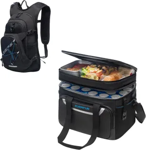 EVERFUN Hiking Hydration Backpack and 48 Can Insulated Cooler Bag Bargain Combination