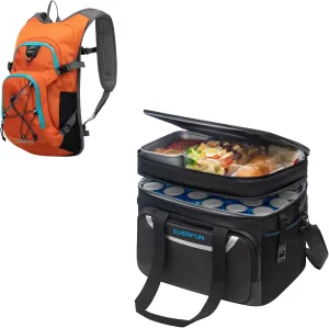 EVERFUN Hiking Hydration Backpack and 48 Can Insulated Cooler Bag Bargain Combination