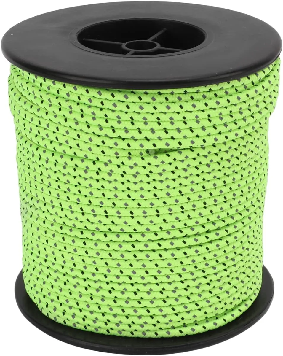 EVTSCAN 164ft Green Reflective Camping Rop, 2.5mm Polyester Weather Resistant and Multi Purpose Accessory Cord, for Tent Tarp, Canopy Shelter, Camping, Hiking, Backpacking