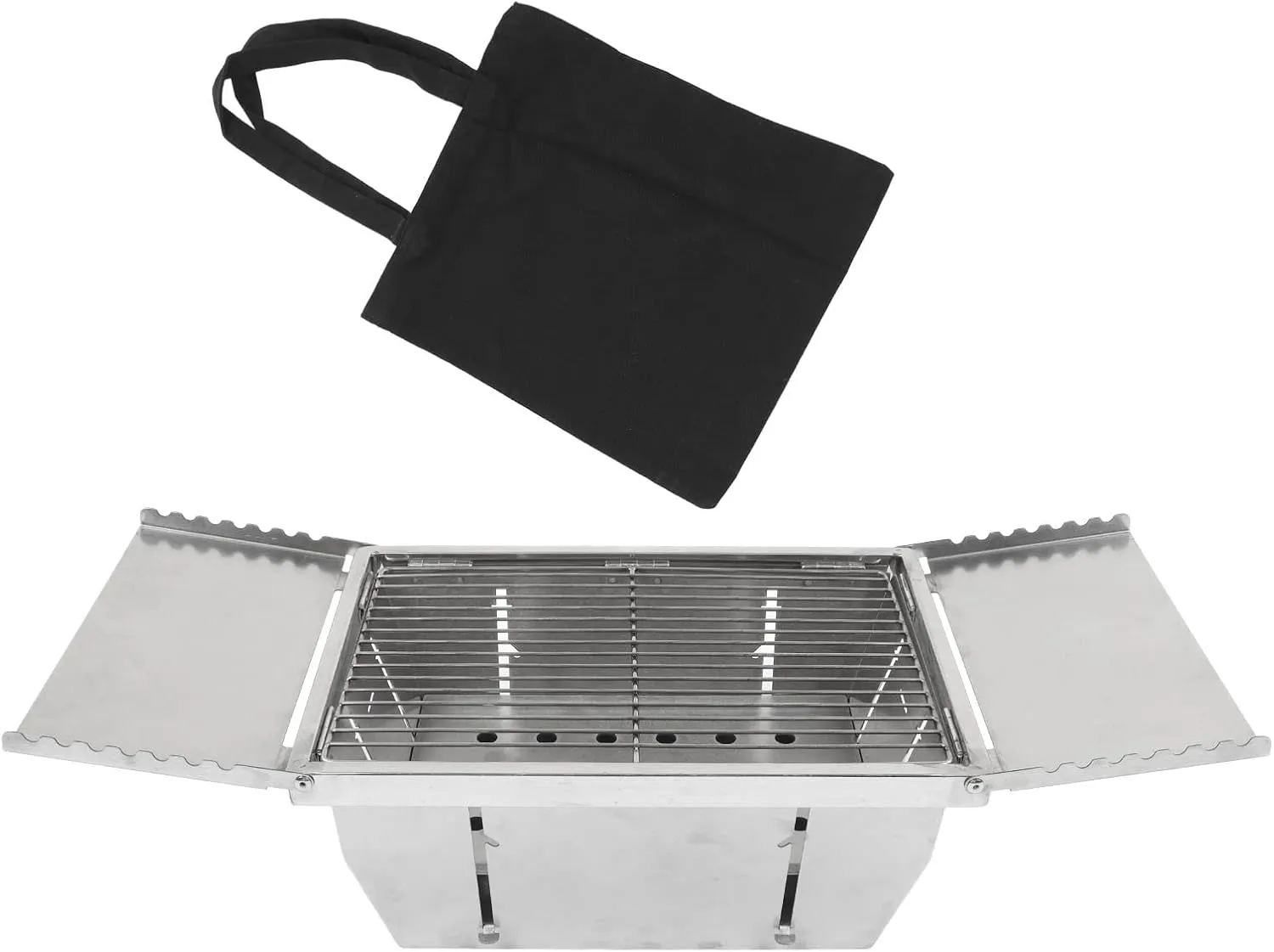 EVTSCAN Mini Folding Wood Stove, Rectangle Stainless Steel Wood Grill Stove for Outdoor Camping, Small Portable Lightweight Backpacking Stove for Hiking and Picnic