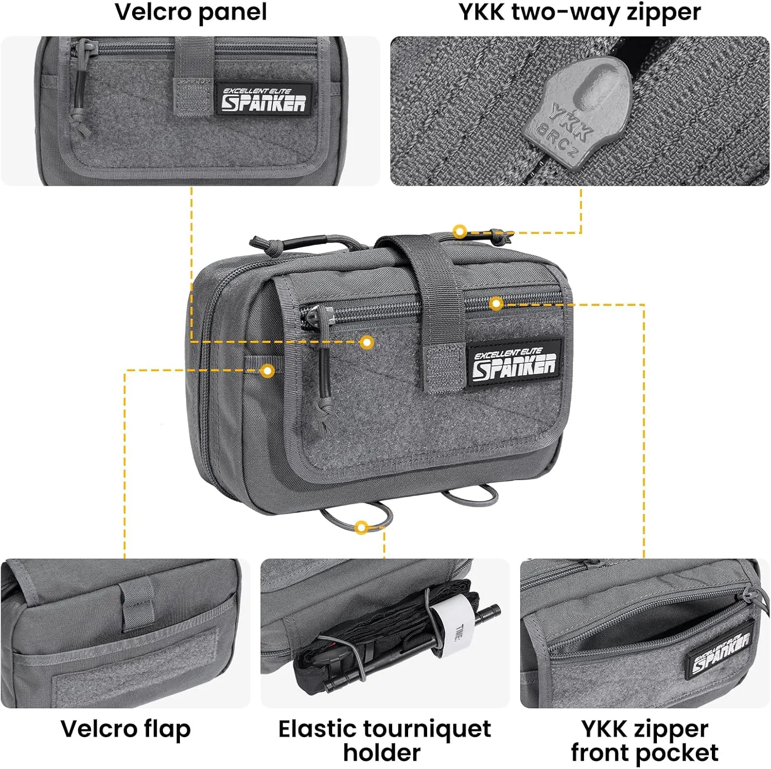 EXCELLENT ELITE SPANKER Tactical First Aid Pouch IFAK Rip Away Molle EMT Pouch Compact Admin Pouch Medical Utility Pouch Emergency Survival Kits for Tactical Vest,Backpack