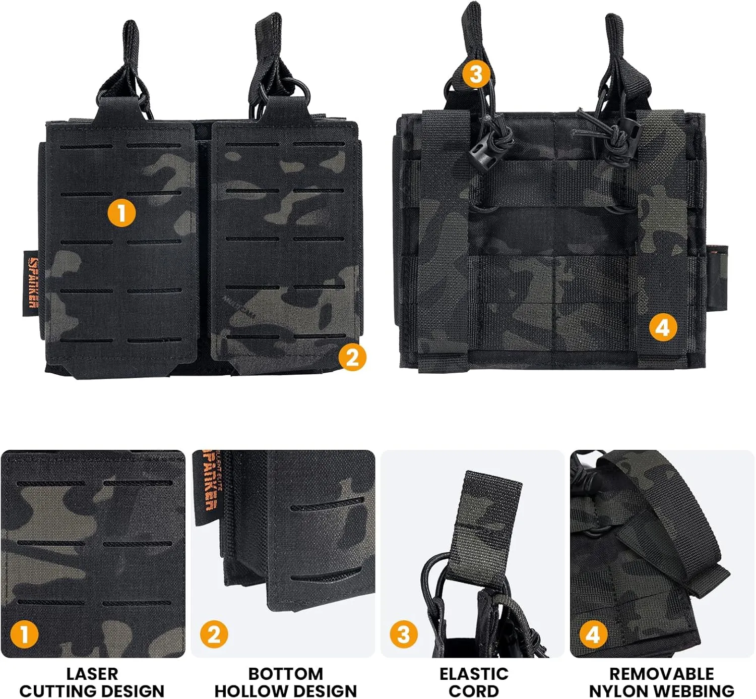 EXCELLENT ELITE SPANKER Tactical Mag Pouch Open-Top Single/Double/Triple Molle Magazine Pouch for Magazines M4 M16 AR-15 5.56