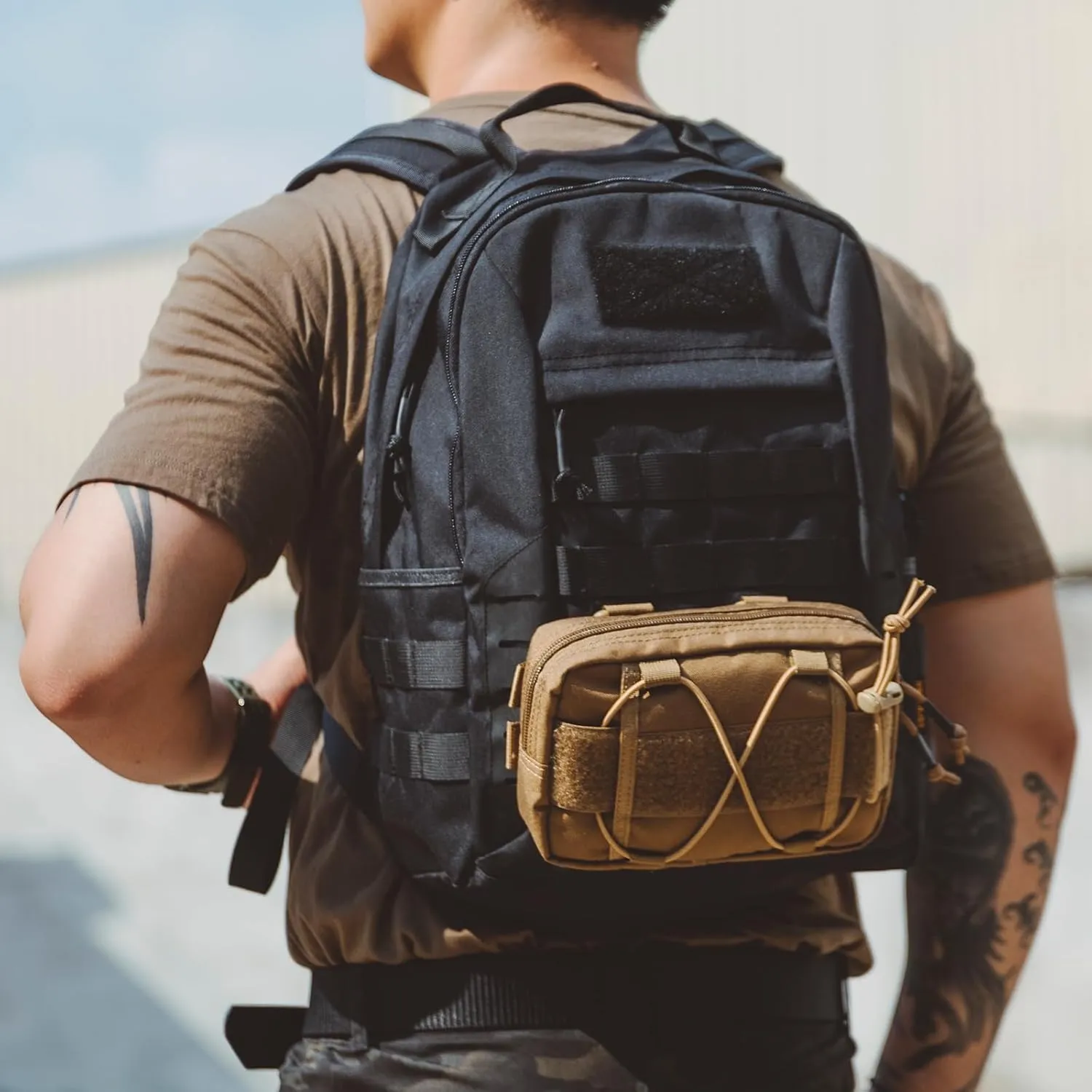 EXCELLENT ELITE SPANKER Tactical Molle Admin Pouch Compact Utility EDC Tool Bag with Shoulder Strap Nylon Belt Waist Bag for Tactical Accessories