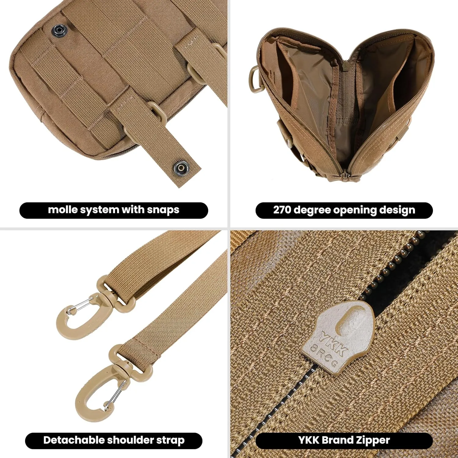 EXCELLENT ELITE SPANKER Tactical Molle Admin Pouch Compact Utility EDC Tool Bag with Shoulder Strap Nylon Belt Waist Bag for Tactical Accessories