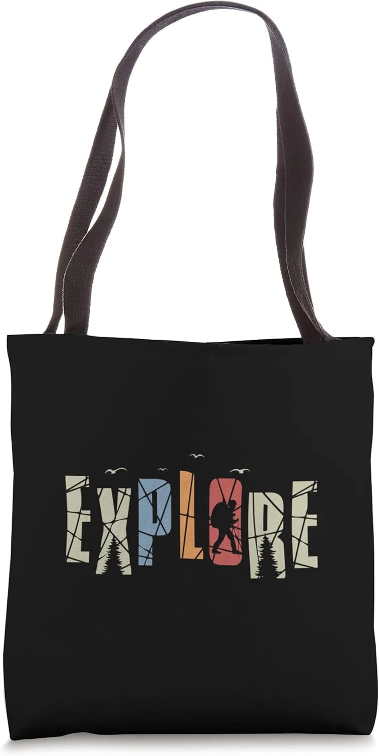 Explore Typography Design Travel Adventure Nature Camping Tote Bag