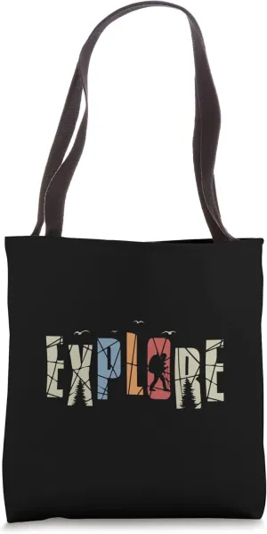 Explore Typography Design Travel Adventure Nature Camping Tote Bag