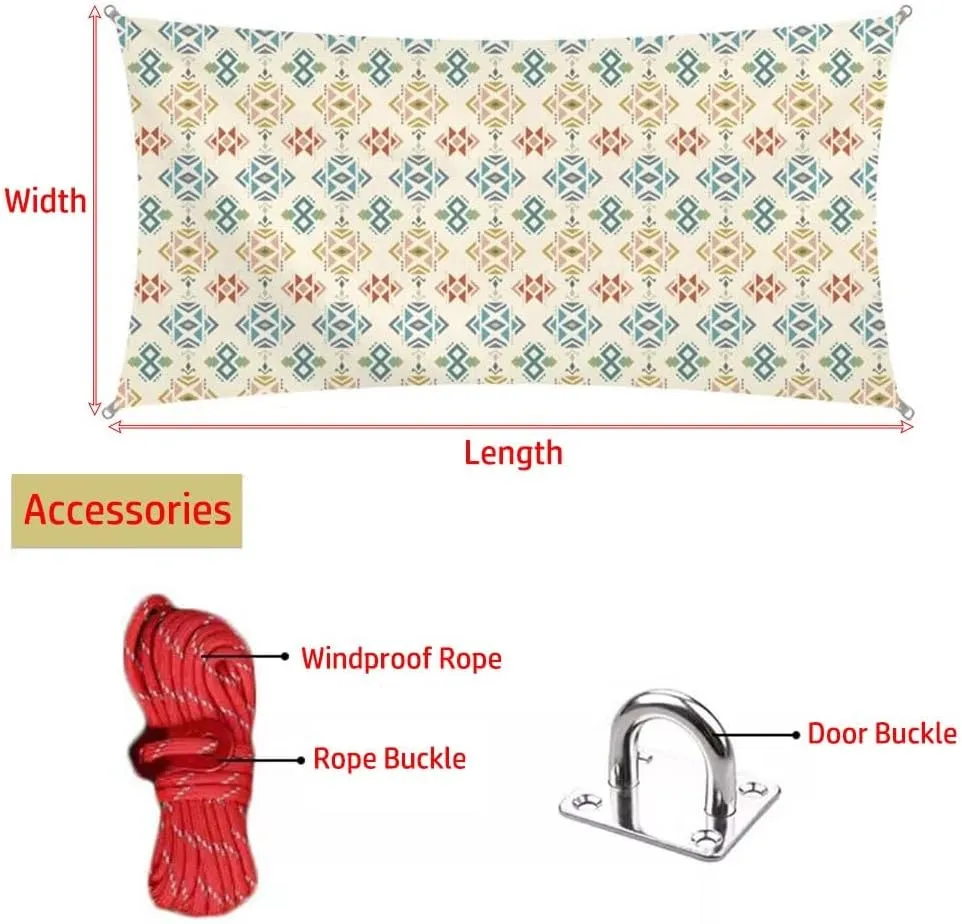 exproyzk Sun Shade Sail Waterproof Rectangle UV Block Canopy Awning for Patio Garden Backyard Activities (We Can Customize The Size and Pattern)(#A,4x2m)