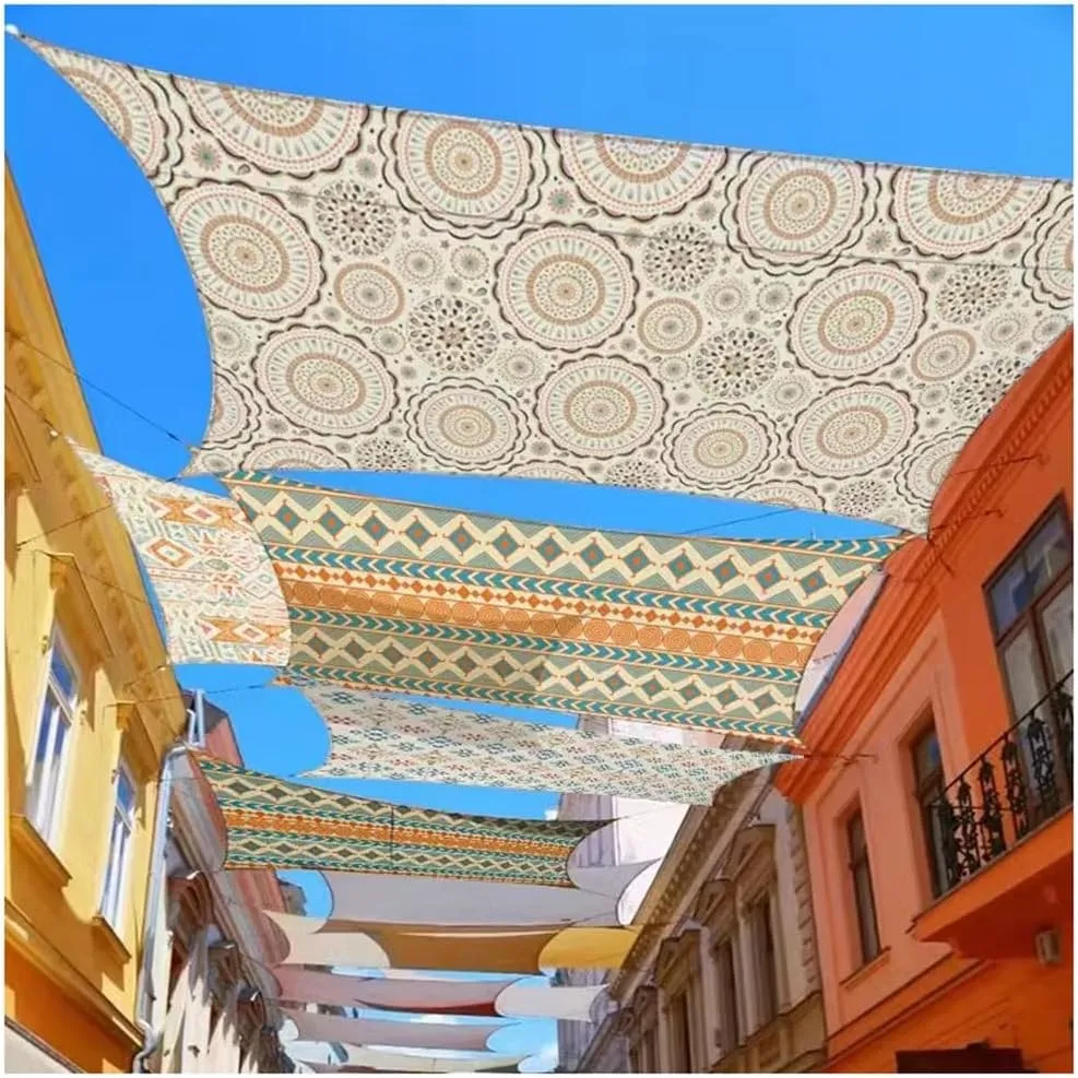 exproyzk Sun Shade Sail Waterproof Rectangle UV Block Canopy Awning for Patio Garden Backyard Activities (We Can Customize The Size and Pattern)(#A,4x2m)