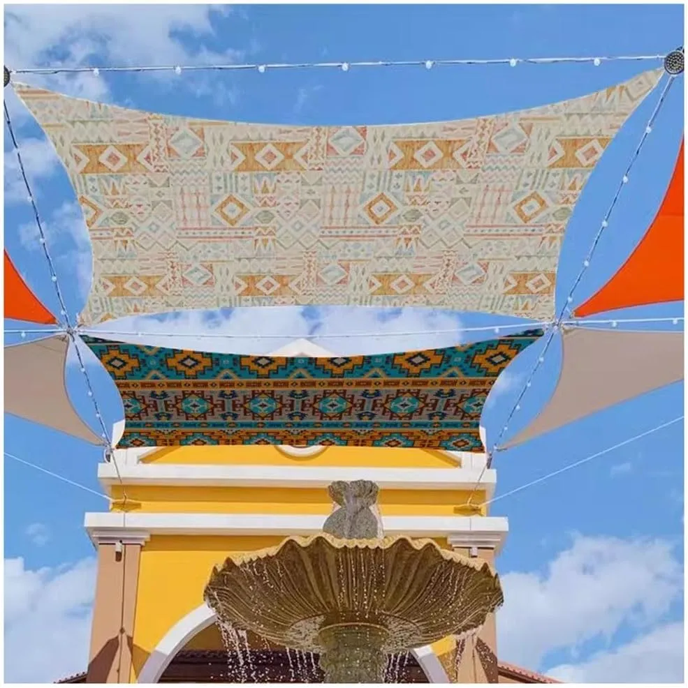 exproyzk Sun Shade Sail Waterproof Rectangle UV Block Canopy Awning for Patio Garden Backyard Activities (We Can Customize The Size and Pattern)(#A,4x2m)