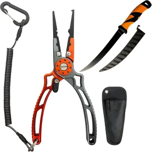 Exquisite Utility Multi-Function Fishing Tool Combination, 9'' Fishing Filet Knife & UTA II Fishing Plier, Nice Gift for Family