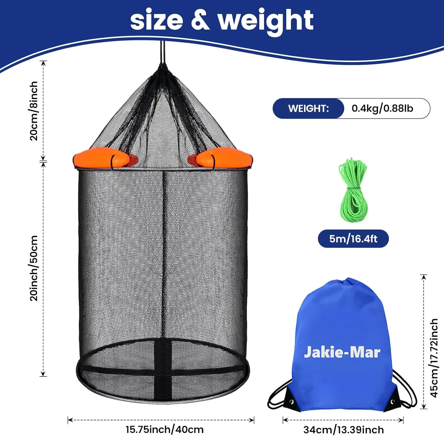 Extra Large Floating Fish Basket for Live Caught Fish, Foldable Fishing Basket with Kayak Livewell Fishing