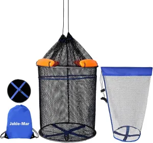 Extra Large Floating Fish Basket for Live Caught Fish, Foldable Fishing Basket with Kayak Livewell Fishing