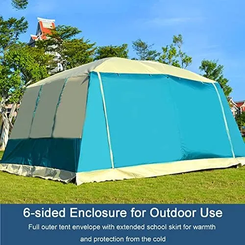 Extra Large Tent 8 Person, Family Cabin Tents, 2 Rooms, 3 Doors and 3 Windows with Mesh, Waterproof, Double Layer, Big Tent for Outdoor, Picnic, Family, Friends Gathering, Camping