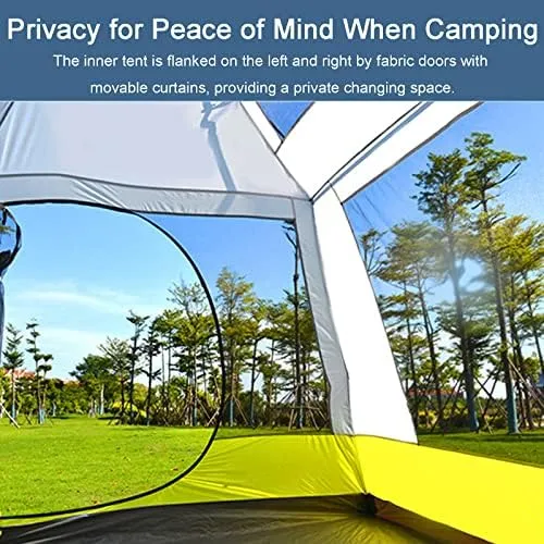Extra Large Tent 8 Person, Family Cabin Tents, 2 Rooms, 3 Doors and 3 Windows with Mesh, Waterproof, Double Layer, Big Tent for Outdoor, Picnic, Family, Friends Gathering, Camping