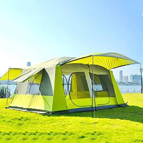 Extra Large Tent 8 Person, Family Cabin Tents, 2 Rooms, 3 Doors and 3 Windows with Mesh, Waterproof, Double Layer, Big Tent for Outdoor, Picnic, Family, Friends Gathering, Camping