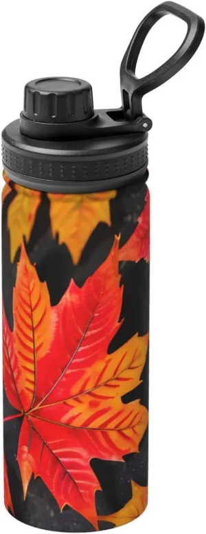 Fall Red Leaves Sports Insulated Water Bottle - Premium 18 oz. Stainless Steel Hydration Bottle for Outdoor Enthusiasts