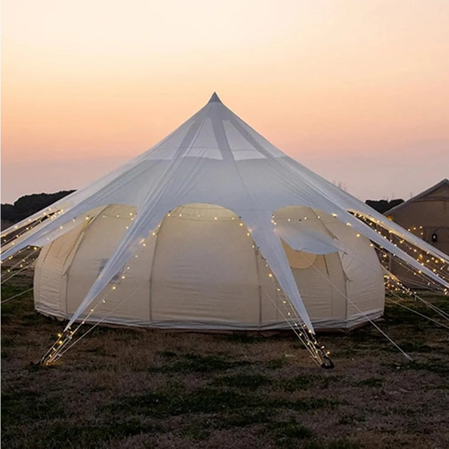 Family Camping Tent for 8-10 Person, 4 Season Glamping Yurt Tent, Hot Tent with Stove Jack, Waterproof, Windproof, and Weather Resistant Bell, Tipi, Teepee Tent