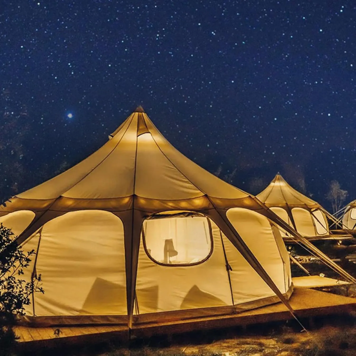 Family Camping Tent for 8-10 Person, 4 Season Glamping Yurt Tent, Hot Tent with Stove Jack, Waterproof, Windproof, and Weather Resistant Bell, Tipi, Teepee Tent