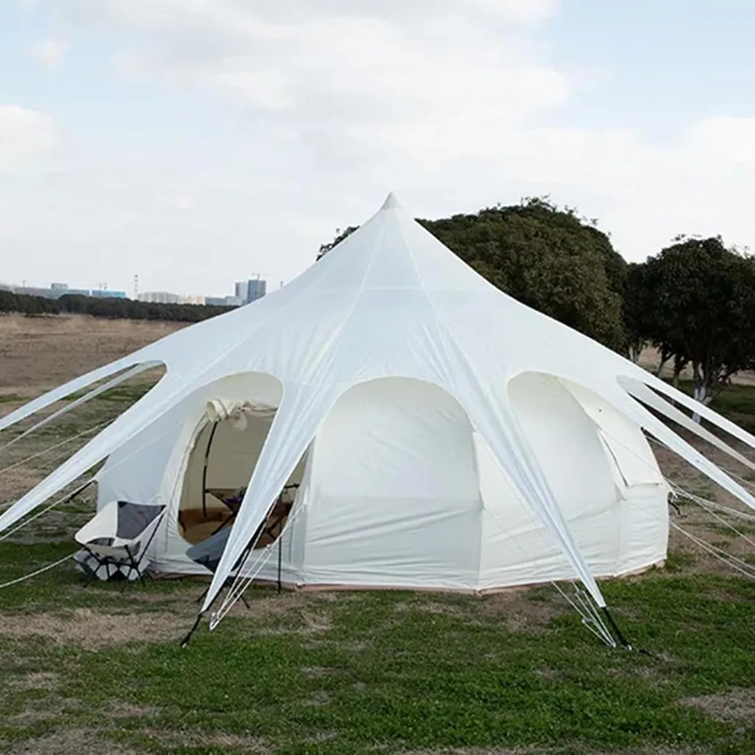 Family Camping Tent for 8-10 Person, 4 Season Glamping Yurt Tent, Hot Tent with Stove Jack, Waterproof, Windproof, and Weather Resistant Bell, Tipi, Teepee Tent
