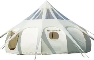 Family Camping Tent for 8-10 Person, 4 Season Glamping Yurt Tent, Hot Tent with Stove Jack, Waterproof, Windproof, and Weather Resistant Bell, Tipi, Teepee Tent