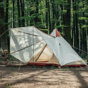 Family Camping Tent, Large Waterproof Double Layer Pyramid Tipi Tent, Mongolian Yurt Tent for Picnic, Festival, and Outdoor Activities