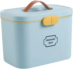 Family Emergency Kit Medicine Storage Organizer Case with Handle Multipurpose First Aid Container for Craft Supplies Fishing Tackle and More Blue