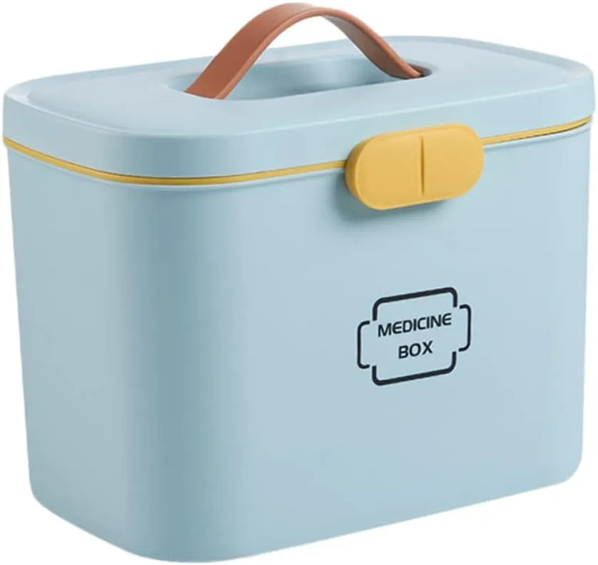 Family Emergency Kit Medicine Storage Organizer Case with Handle Multipurpose First Aid Container for Craft Supplies Fishing Tackle and More Blue