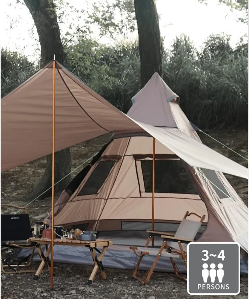 Family Pyramid Tent Teepee Pyramid Tent Teepee Tent Indian Adult for 3-4 People Festival Party Tent Teepee