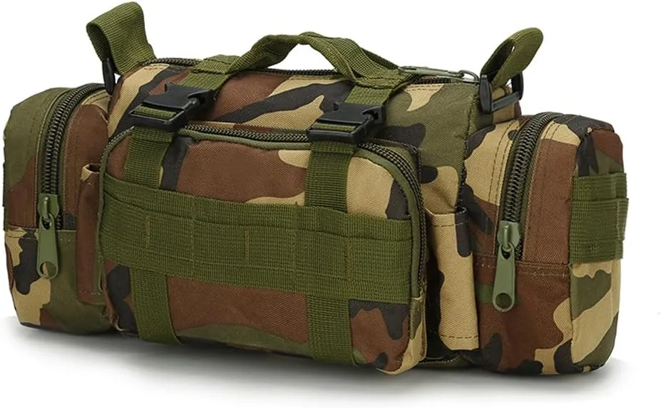 Fanny Deployment Bag Tactical Waist Pack Small Sling Pack Hand Carry Handlebar Bag (Jungle Camouflage)