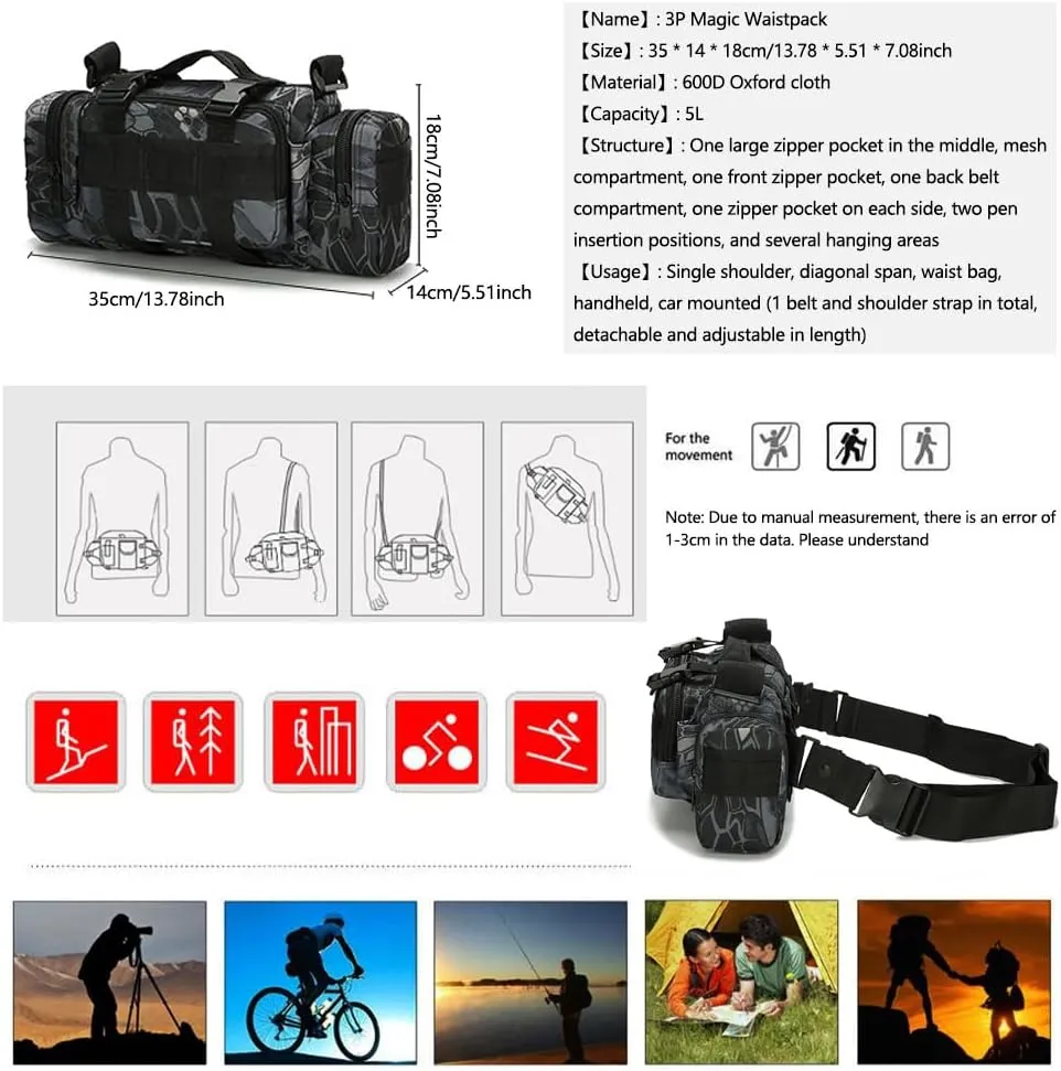 Fanny Deployment Bag Tactical Waist Pack Small Sling Pack Hand Carry Handlebar Bag (Jungle Digital)