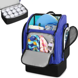 Fasrom Mesh Beach Backpack with Insulated Cooler Compartment, Wet Dry Separation Beach Bag, Large Capacity Tote for Swim