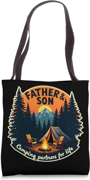 Father And Son Camping Partners For Life Camper Dad Papa Fun Tote Bag
