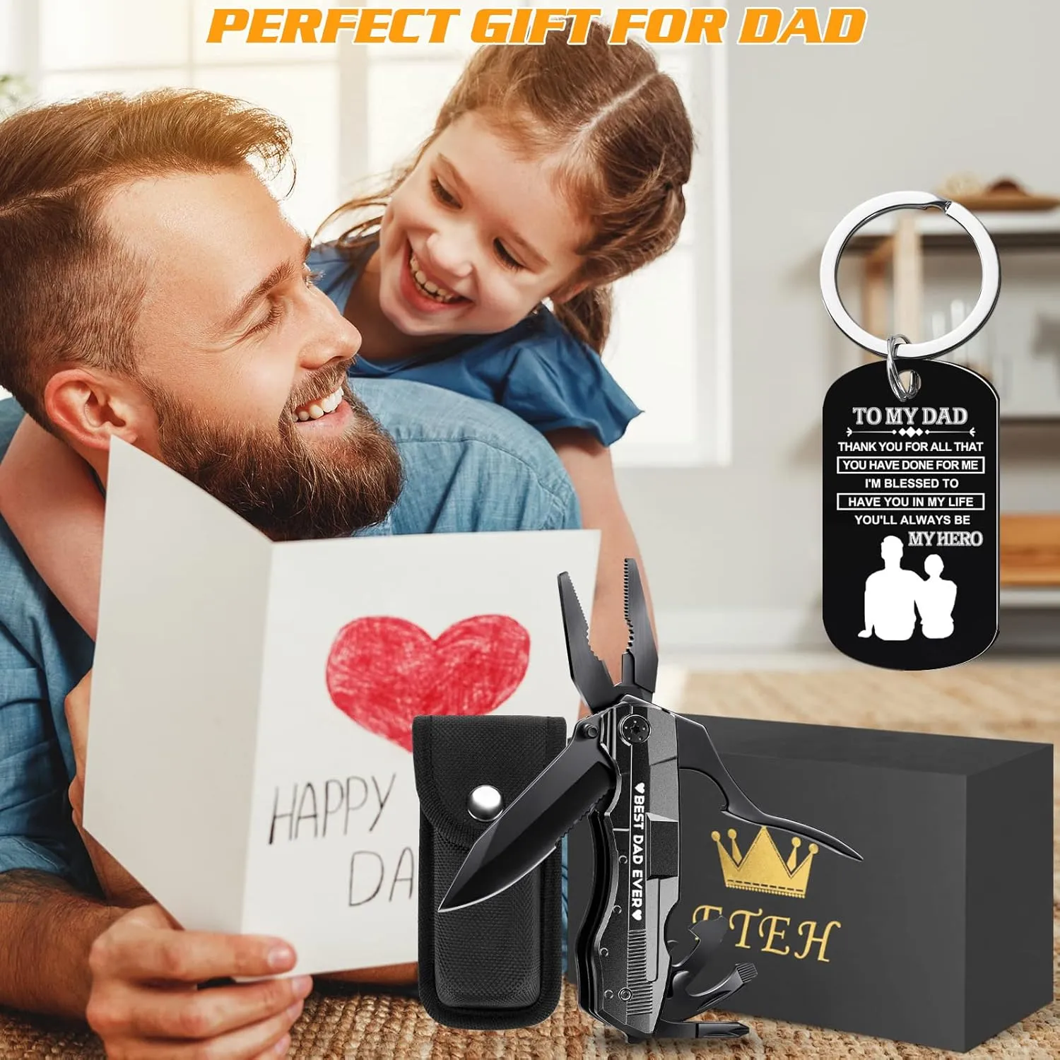 Fathers Day Dad Gifts from Daughter Son,Multitool Pocket Knife "BEST DAD EVER",Birthday Father's Day Gifts for Dad,Unique Camping Hunting Cycling Gift Ideas