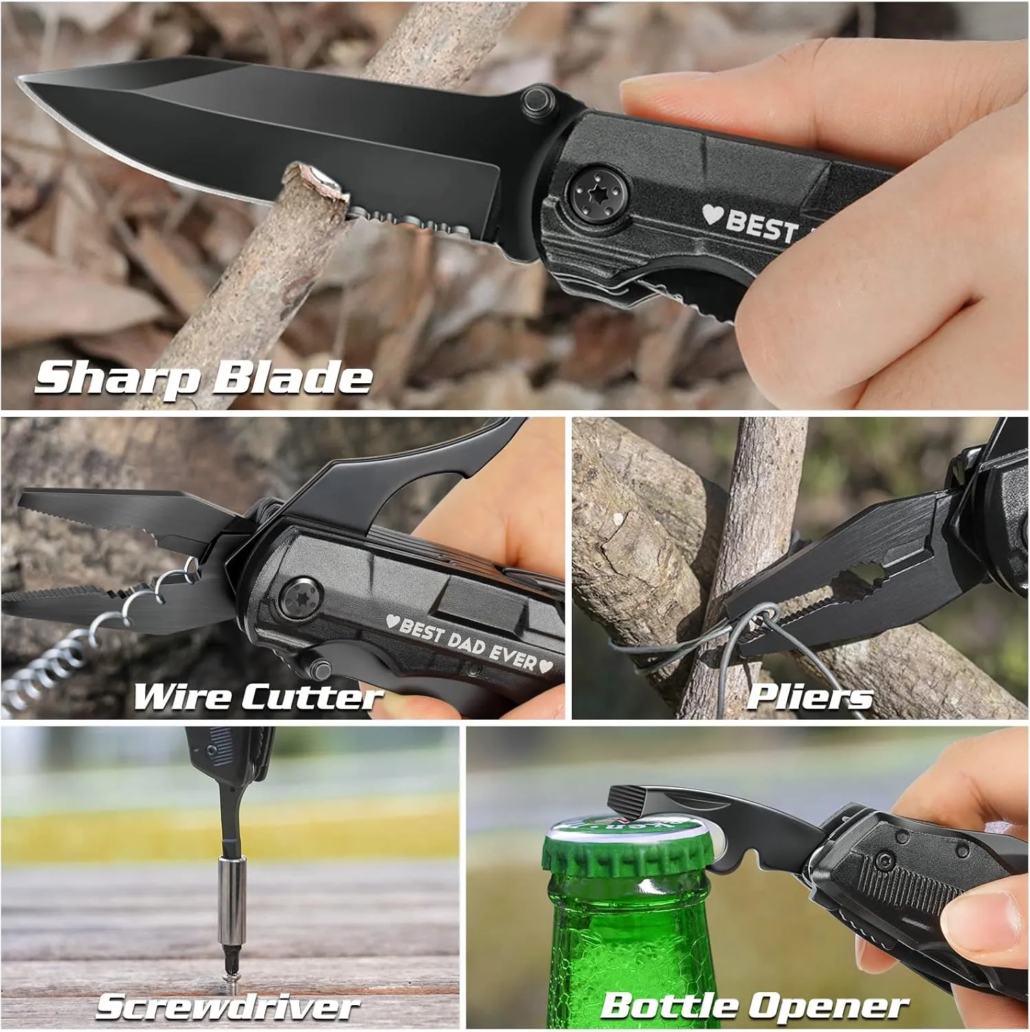 Fathers Day Dad Gifts from Daughter Son,Multitool Pocket Knife "BEST DAD EVER",Birthday Father's Day Gifts for Dad,Unique Camping Hunting Cycling Gift Ideas