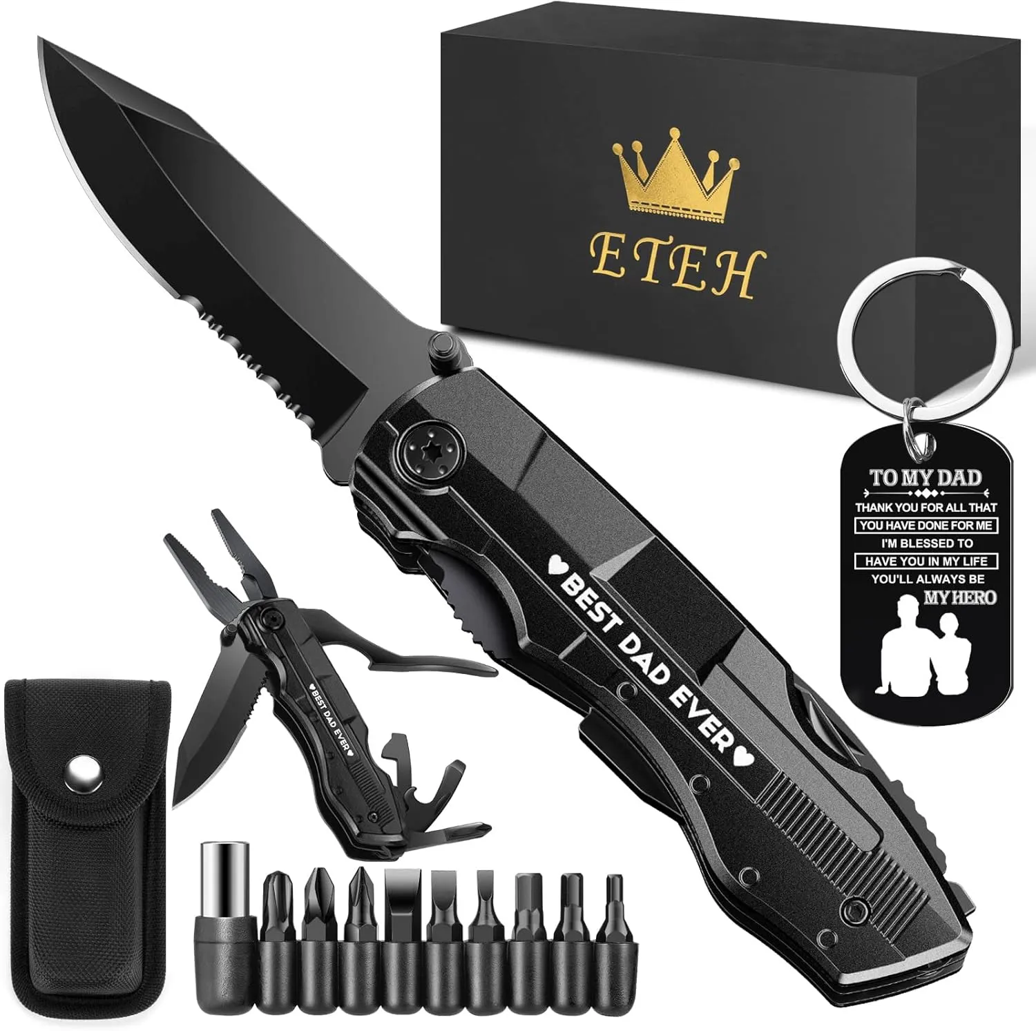 Fathers Day Dad Gifts from Daughter Son,Multitool Pocket Knife "BEST DAD EVER",Birthday Father's Day Gifts for Dad,Unique Camping Hunting Cycling Gift Ideas