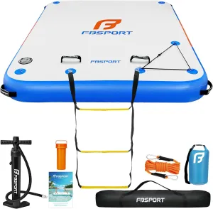 FBSPORT Inflatable Floating Dock,6ft/ 8ft/10ft Swim Air Platform Island Raft Mat with None-Slip Surface,6 Inch Thick PVC Construction,Floating Platform for Pool Beach Ocean