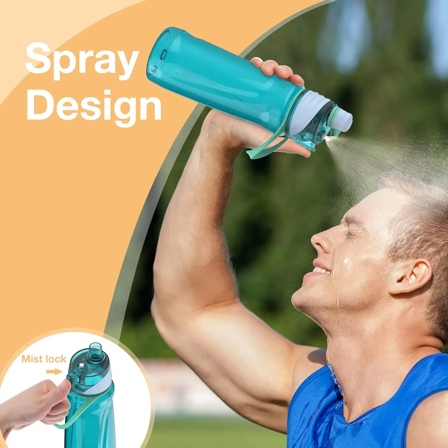 FEIJIAN Mist & Sip Water Bottle, 32oz - BPA-Free, Leakproof & Lightweight, Ideal for Fitness & Outdoor, Blue