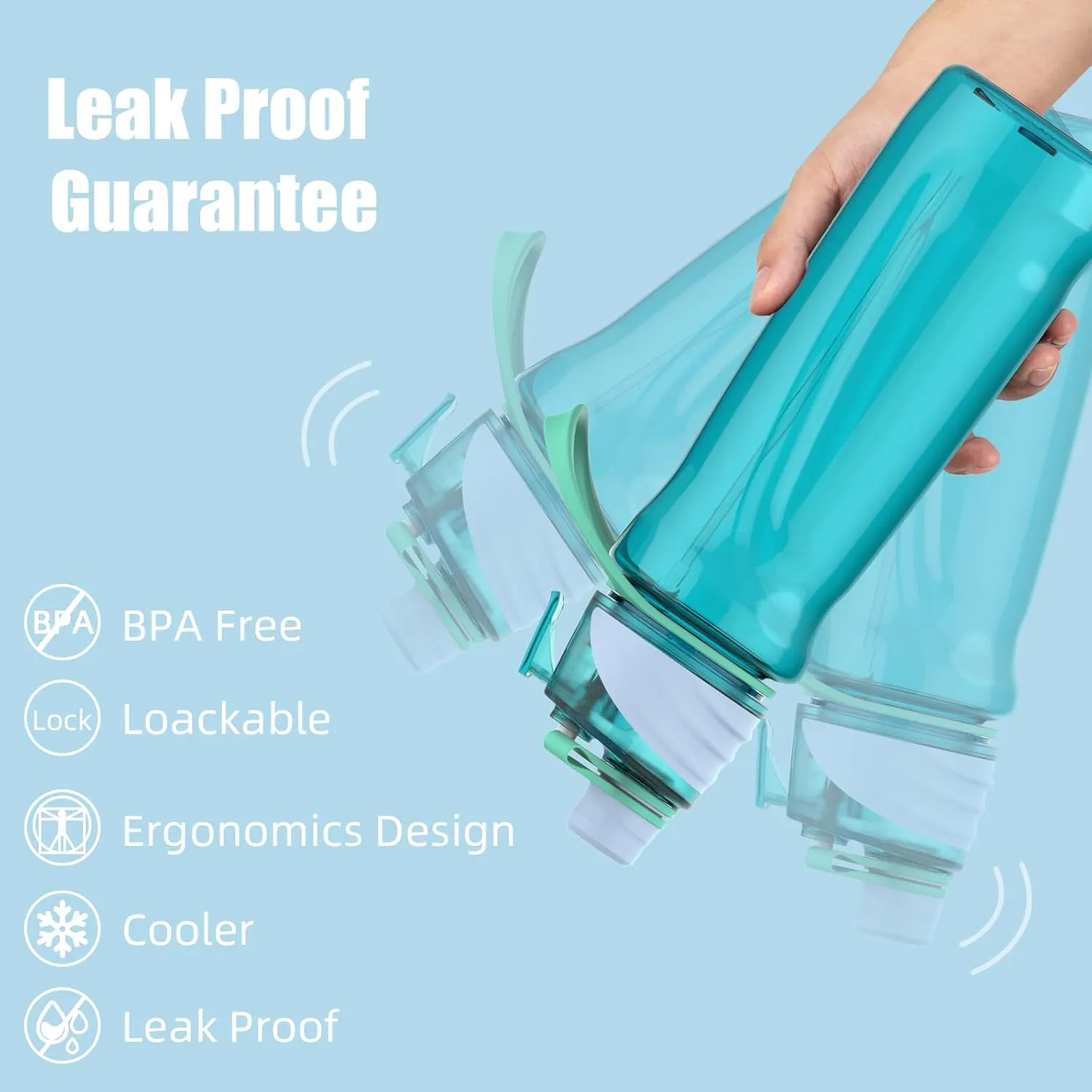 FEIJIAN Mist & Sip Water Bottle, 32oz - BPA-Free, Leakproof & Lightweight, Ideal for Fitness & Outdoor, Blue