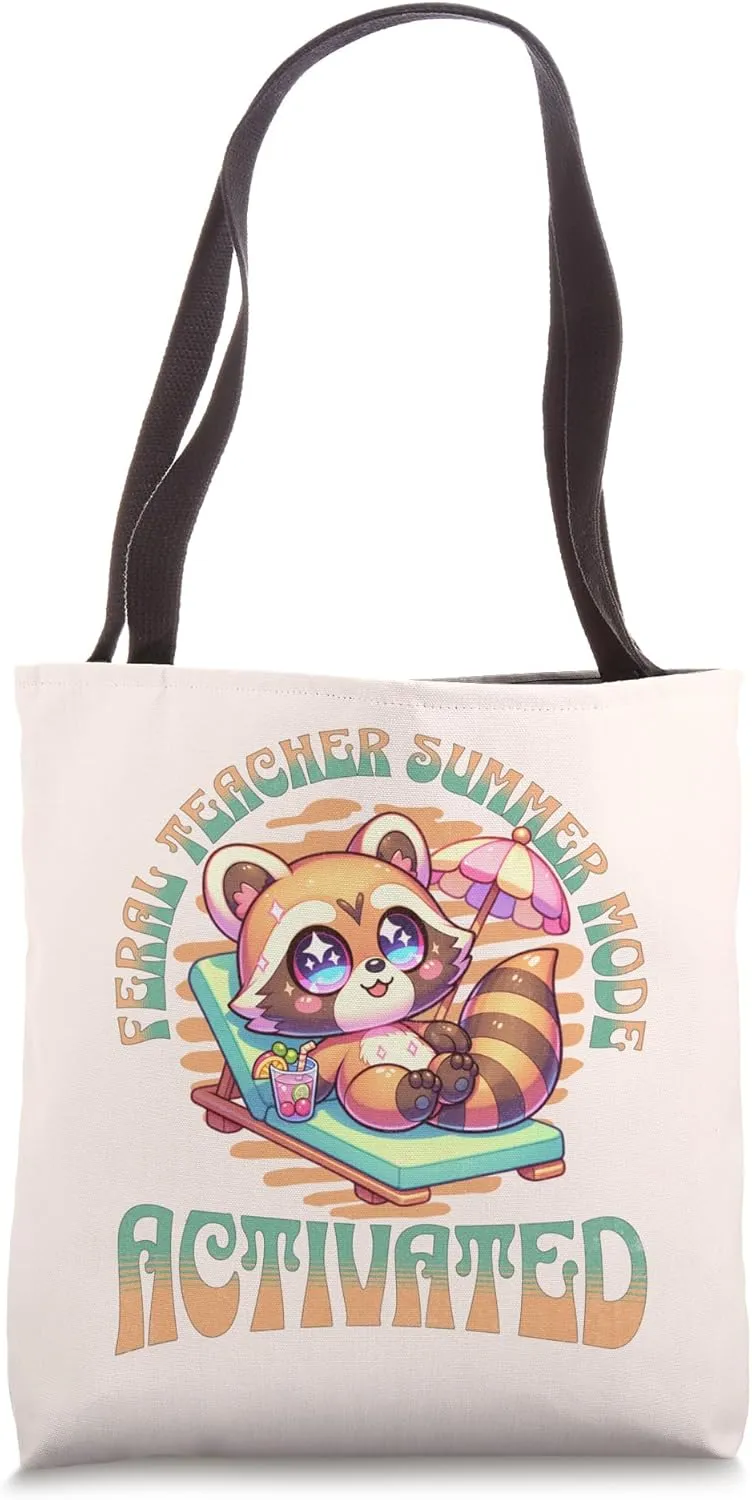 Feral Teacher Summer Beak Mode Activated Funny End Of School Tote Bag