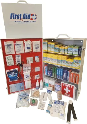 First Aid 80099 4 Shelf All Purpose First Aid Kit Cabinet, Class A , Exceeds OSHA/ANSI Z308.1 2015, Wall Mountable