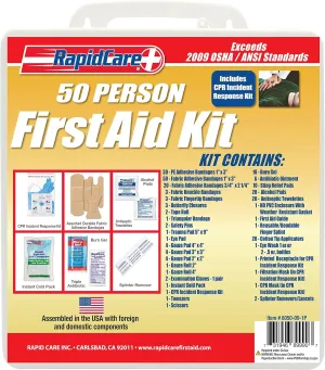 First Aid 8050-09-1P 50 Person OSHA / ANSI 2009 Compliant Poly First Aid Kit, 230 Pieces, Wall Mountable, White