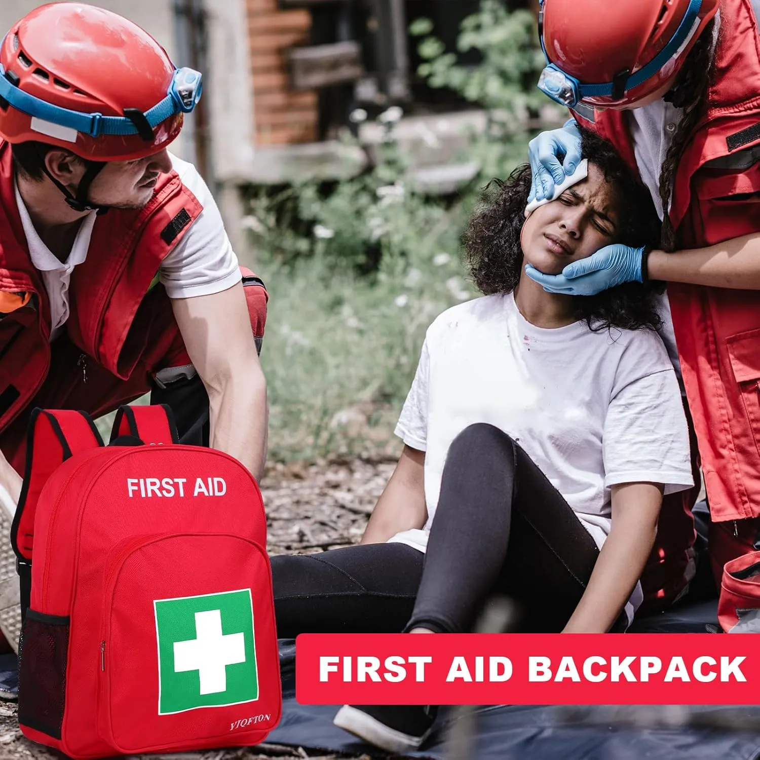 First Aid Backpack Empty, Red Waterproof Emergency Backpack, Portable Large Capacity Empty Medical First Aid Bag for Car Home Office Outdoor Travel Hiking Camping (Red2)