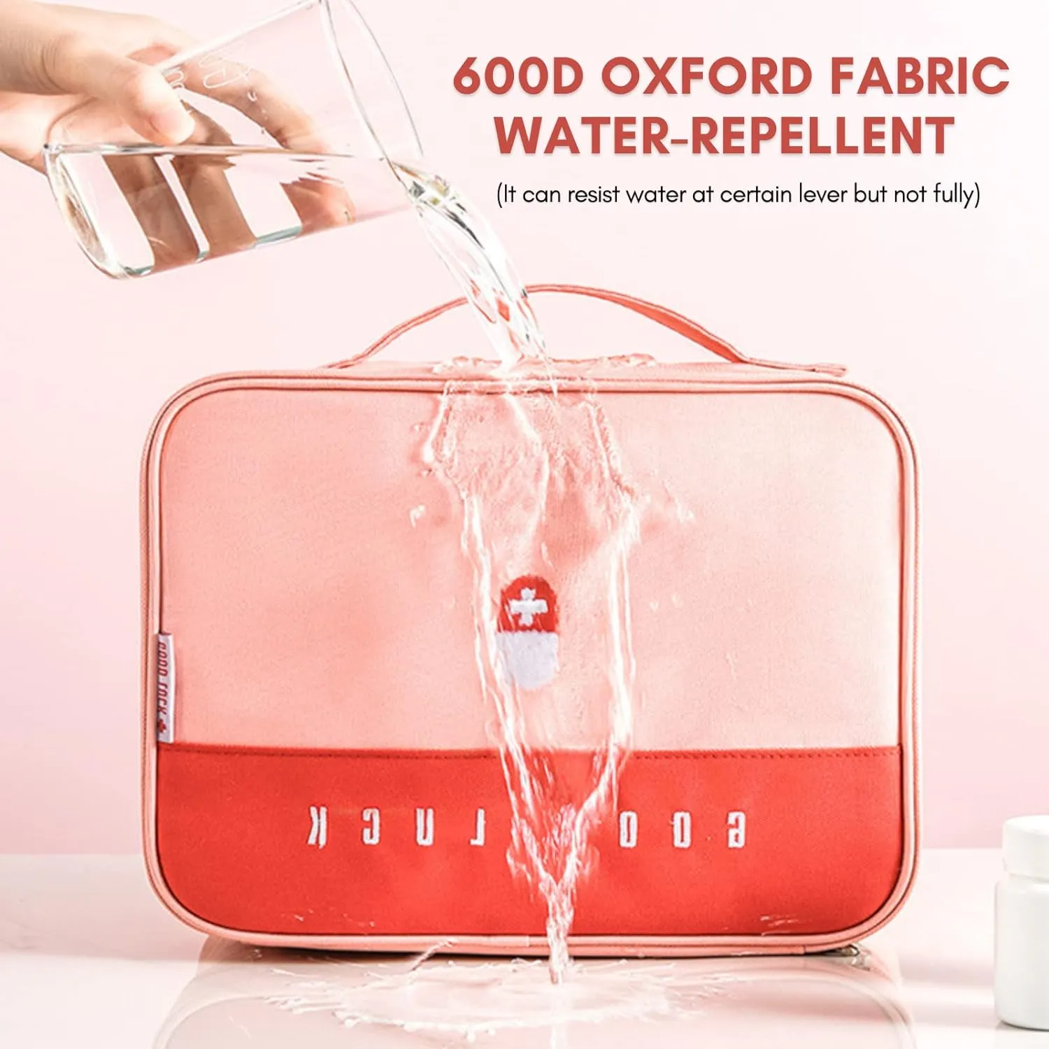 First Aid Bag Empty, Emergency Medic Trauma Bag, Medicine Bag for Traveling Home Hiking Camping Car Office (Large and Small, Cationic Grey)