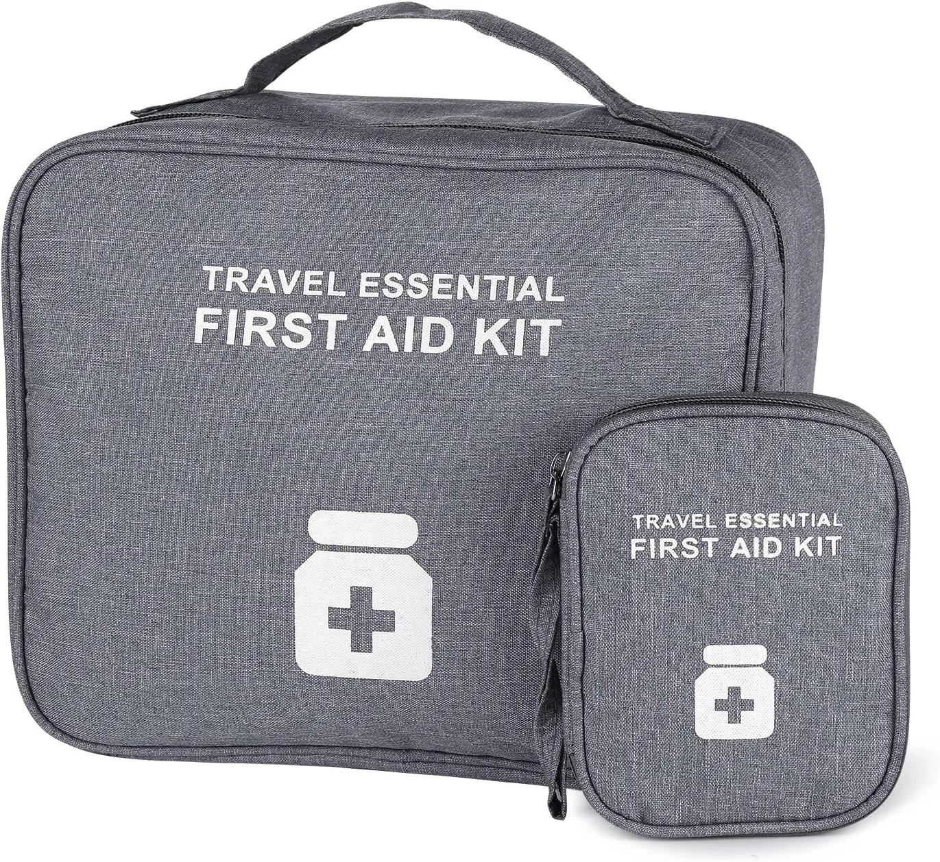 First Aid Bag Empty, Emergency Medic Trauma Bag, Medicine Bag for Traveling Home Hiking Camping Car Office (Large and Small, Cationic Grey)