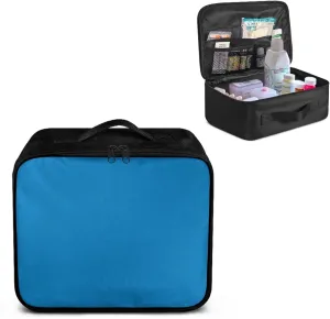 First Aid Bag Empty Organizer Blue Small Empty Emergency Medical Bag Portable Empty Storage Compact Survival Medicine Pouch for Home Outdoor Travel Camping Hiking