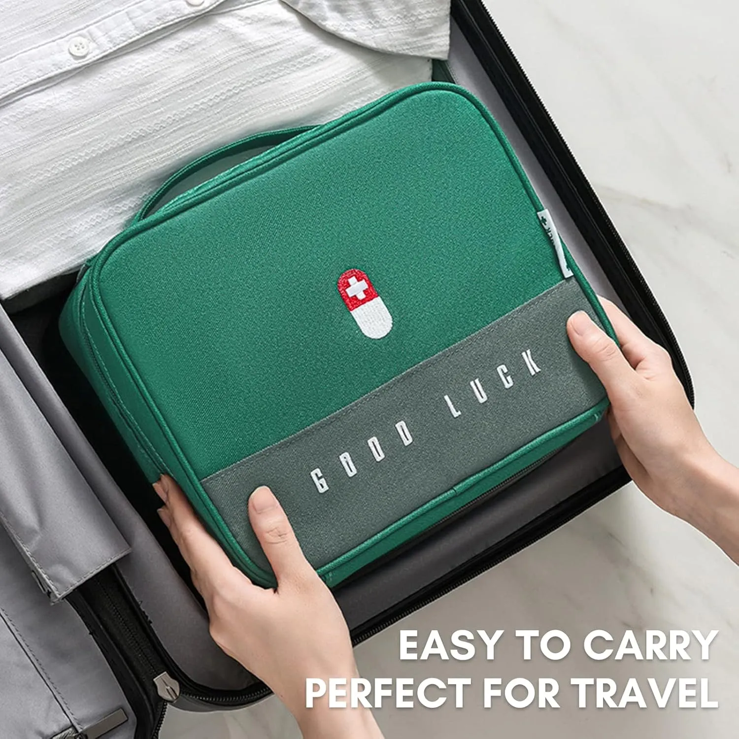First Aid Bag Empty, Waterproof Emergency Medic Trauma Bag, Medicine Bag For Traveling ,Home Hiking Camping Car Office(Large,Green)