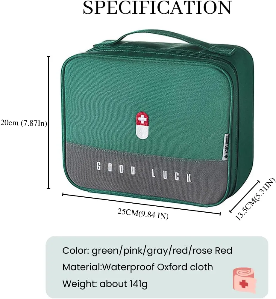 First Aid Bag Empty, Waterproof Emergency Medic Trauma Bag, Medicine Bag For Traveling ,Home Hiking Camping Car Office(Large,Green)